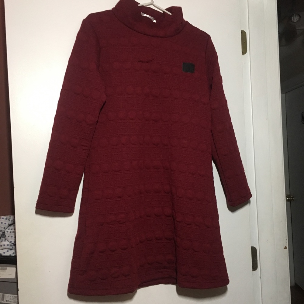 Y-3 Dark red long sleeve dress